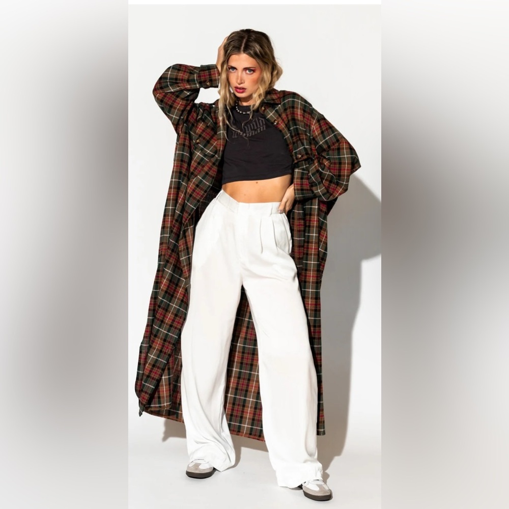 Dressed in LALA Grunge Goddess Maxi Flannel. New With Tags!